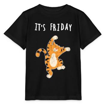 Freitag Katze Wochenende - Stanley/Stella Kinder T-Shirt MINI CREATOR  - Schwarz - Vorne - Mikhail (115cm)