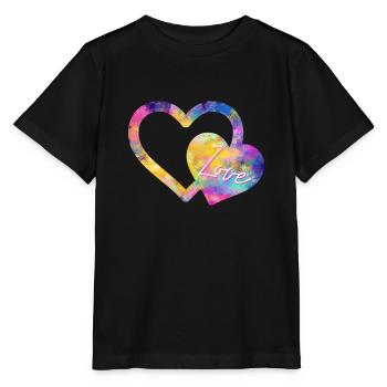 Coeur double love amour coloré - T-shirt bio MINI CREATOR Stanley/Stella Enfant - noir - Devant - Mikhail (115cm)
