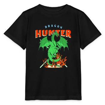 Drachen spuckt Feuer Geschenk Zeichentrickfigur - Stanley/Stella Kinder T-Shirt MINI CREATOR  - Schwarz - Vorne - Mikhail (115cm)