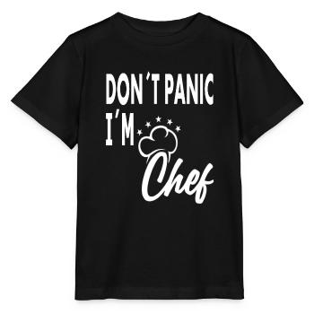 Pas de panique, je suis chef, cuisinier, chapeau de chef, cadeau - T-shirt bio MINI CREATOR Stanley/Stella Enfant - noir - Devant - Mikhail (115cm)