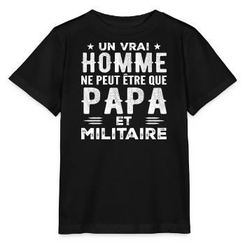 A Real Man Is Only a Dad and a Military - Stanley/Stella MINI CREATOR Kids’ T-Shirt - black - Front - Mikhail (115cm)