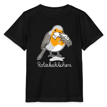 Rotzkehlchen hell Rotkehlchen hat Schnupfen - Stanley/Stella Kinder T-Shirt MINI CREATOR  - Schwarz - Vorne - Mikhail (115cm)
