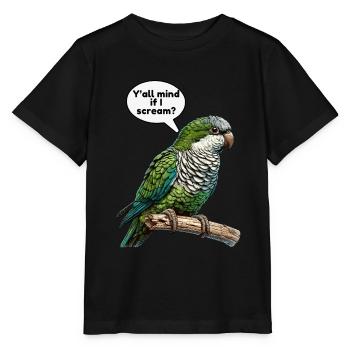 Quäker Papagei Mönch Sittich - Stanley/Stella Kinder T-Shirt MINI CREATOR  - Schwarz - Vorne - Mikhail (115cm)