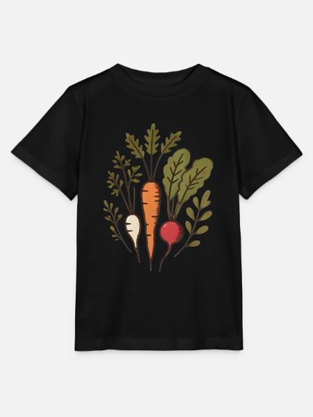 Vegane Wurzeln Karotten-Radieschen-Design - Stanley/Stella Kinder T-Shirt MINI CREATOR - Schwarz