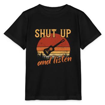 Shut Up and Listen / Gitarre - Stanley/Stella Kinder T-Shirt MINI CREATOR  - Schwarz - Vorne - Mikhail (115cm)