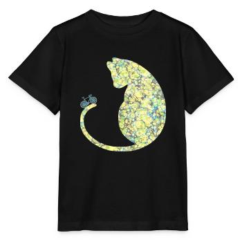 Cat with Bike E 219 - Stanley/Stella MINI CREATOR Kids’ T-Shirt - black - Front - Mikhail (115cm)