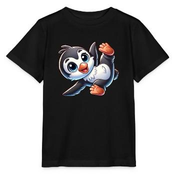 Cute Penguin Handstand Breakdance - Stanley/Stella MINI CREATOR Kids’ T-Shirt - black - Front - Mikhail (115cm)