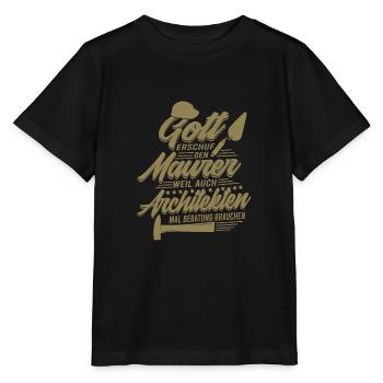 Gott erschuf den Maurer, weil Architekten Beratung - Stanley/Stella Kinder T-Shirt MINI CREATOR  - Schwarz - Vorne - Mikhail (115cm)
