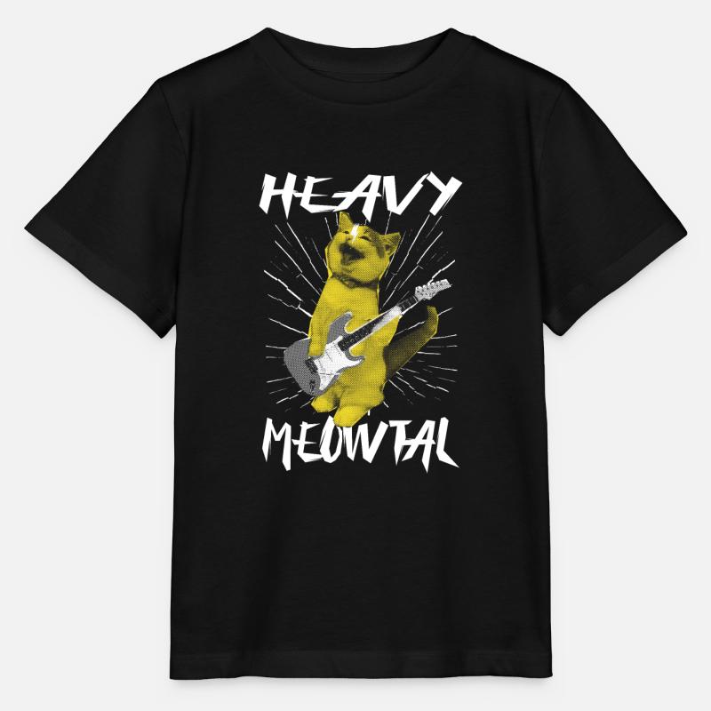 Heavy Meowtal Chat Idée cadeau - T-shirt bio MINI CREATOR Stanley/Stella Enfant - noir