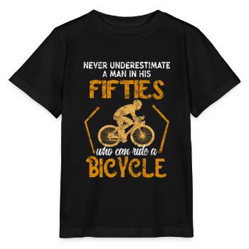 Fahrrad 50er alter Mann lustig Radsport - Stanley/Stella Kinder T-Shirt MINI CREATOR  - Schwarz - Vorne - Mikhail (115cm)