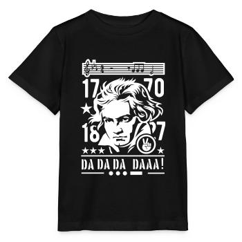 Beethoven Porträt Erste Noten Fünfte Sinfonie - Stanley/Stella Kinder T-Shirt MINI CREATOR  - Schwarz - Vorne - Mikhail (115cm)