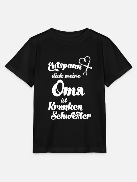 Entspann dich meine Oma ist Krankenschwester Baby - Stanley/Stella Kinder T-Shirt MINI CREATOR - Schwarz