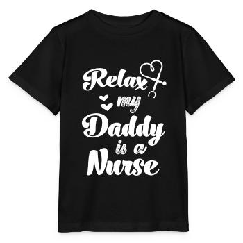 Relax my dad is nurse baby - Stanley/Stella MINI CREATOR Kids’ T-Shirt - black - Front - Mikhail (115cm)