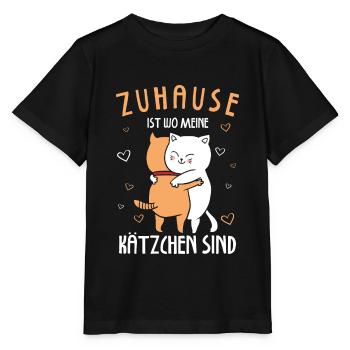 Zuhause Ist Wo Meine Kätzchen Sind Katze - Stanley/Stella Kinder T-Shirt MINI CREATOR  - Schwarz - Vorne - Mikhail (115cm)