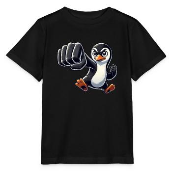 Cooler Pinguin Faust Karate Pinguin Cartoon - Stanley/Stella Kinder T-Shirt MINI CREATOR  - Schwarz - Vorne - Mikhail (115cm)