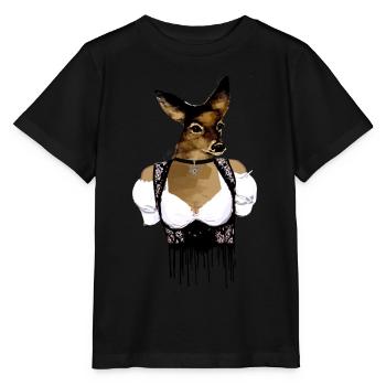 Dirndl,Femme,Cerf,Blouse,Festival folklorique - T-shirt bio MINI CREATOR Stanley/Stella Enfant - noir - Devant - Mikhail (115cm)