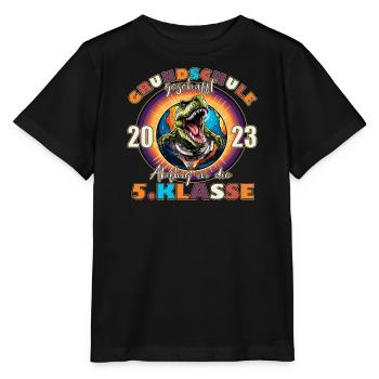 Children Primary School Diploma Dino 5th Grade Gymnasium - Stanley/Stella MINI CREATOR Kids’ T-Shirt - black - Front - Mikhail (115cm)