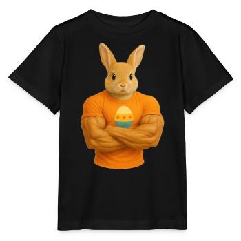 Osterhase mit Muskeln - Lustig - Stanley/Stella Kinder T-Shirt MINI CREATOR  - Schwarz - Vorne - Mikhail (115cm)