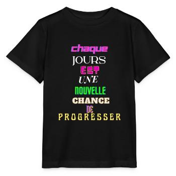CHAQUE JOURS EST UNE NOUVELLE CHANCE DE PROGRESSER - T-shirt bio MINI CREATOR Stanley/Stella Enfant - noir - Devant - Mikhail (115cm)