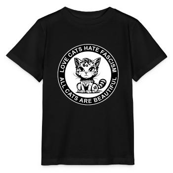 LES CHATS D’AMOUR DÉTESTENT LE FASCISME - TOUS LES CHATS SONT BEAUX - T-shirt bio MINI CREATOR Stanley/Stella Enfant - noir - Devant - Mikhail (115cm)