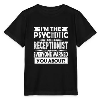 Réceptionniste Réceptionniste psychotique - T-shirt bio MINI CREATOR Stanley/Stella Enfant - noir - Devant - Mikhail (115cm)