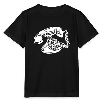 Telefon mit Wähscheibe Retro Oldschool Telefon - Stanley/Stella Kinder T-Shirt MINI CREATOR  - Schwarz - Vorne - Mikhail (115cm)