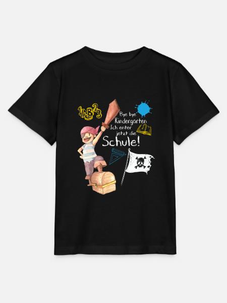 Pirat: Ich enter jetzt die Schule - Erste Klasse - Stanley/Stella Kinder T-Shirt MINI CREATOR - Schwarz