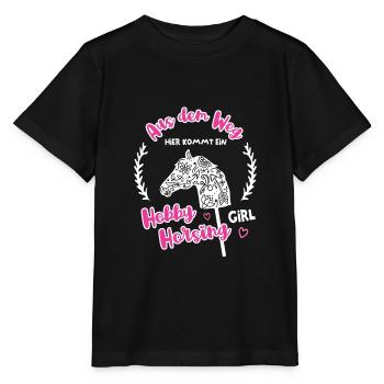 Hobby Horsing Girl Horses Reiten Springen Dressur - Stanley/Stella Kinder T-Shirt MINI CREATOR  - Schwarz - Vorne - Mikhail (115cm)