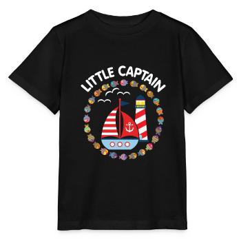 Kleiner Kapitän mit Segelboot und Leuchtturm - Stanley/Stella Kinder T-Shirt MINI CREATOR  - Schwarz - Vorne - Mikhail (115cm)