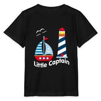 Small captain with sailboat, seagulls and illumination - Stanley/Stella MINI CREATOR Kids’ T-Shirt - black - Front - Mikhail (115cm)