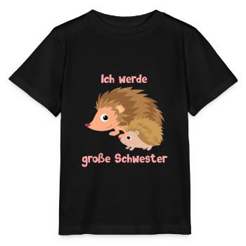 Ich werde große Schwester - Igel - Stanley/Stella Kinder T-Shirt MINI CREATOR  - Schwarz - Vorne - Mikhail (115cm)