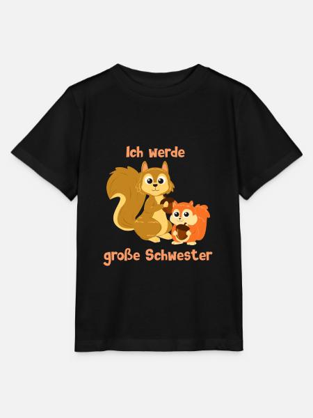 Ich werde große Schwester - Eichhörnchen - Stanley/Stella Kinder T-Shirt MINI CREATOR - Schwarz
