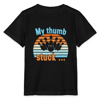 My Thumb stuck / Bowling - Stanley/Stella Kinder T-Shirt MINI CREATOR  - Schwarz - Vorne - Mikhail (115cm)
