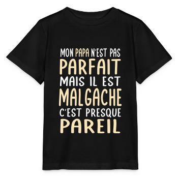 Mon papa n'est pas parfait - Malgache - T-shirt bio MINI CREATOR Stanley/Stella Enfant - noir - Devant - Mikhail (115cm)