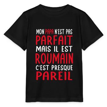 Mon papa n'est pas parfait - Roumain - T-shirt bio MINI CREATOR Stanley/Stella Enfant - noir - Devant - Mikhail (115cm)