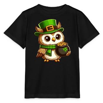 Hibou d’or de la Saint-Patrick - T-shirt bio MINI CREATOR Stanley/Stella Enfant - noir - Devant - Mikhail (115cm)