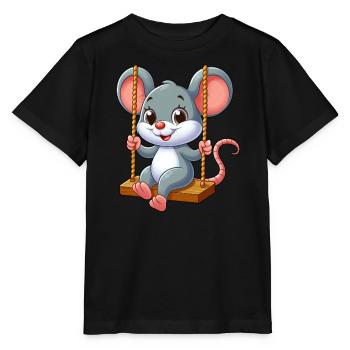 Mignon souris rat balançoires sur une aire de jeux Voiture - T-shirt bio MINI CREATOR Stanley/Stella Enfant - noir - Devant - Mikhail (115cm)