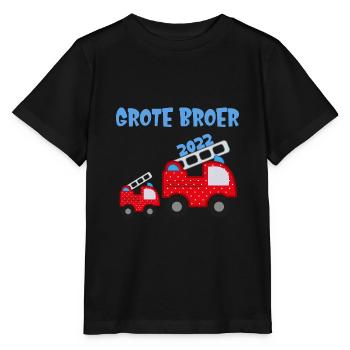Ik word grote broer 2022 brandweerauto brandweer - Stanley/Stella Kinder-T-shirt MINI CREATOR  - zwart - Voor - Mikhail (115cm)