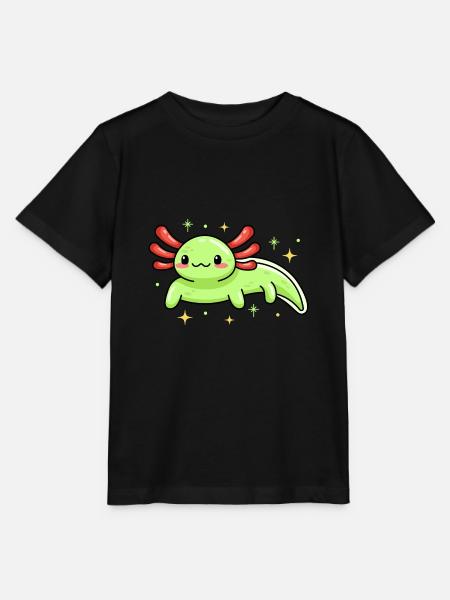 Grün fluoreszierender Axolotl für Axolotl Fans - Stanley/Stella Kinder T-Shirt MINI CREATOR - Schwarz