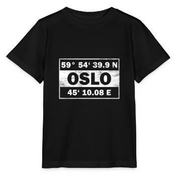 Oslo Koordinaten Haupstadt Norwegen Oslo - Stanley/Stella Kinder T-Shirt MINI CREATOR  - Schwarz - Vorne - Mikhail (115cm)