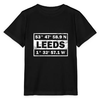 Leeds Koordinaten Stadt England Leeds - Stanley/Stella Kinder T-Shirt MINI CREATOR  - Schwarz - Vorne - Mikhail (115cm)