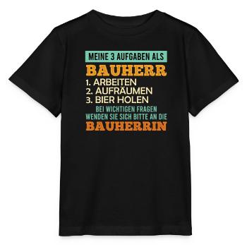 3 Aufgaben als Bauherr Eigenheim - Stanley/Stella Kinder T-Shirt MINI CREATOR  - Schwarz - Vorne - Mikhail (115cm)