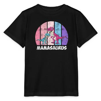 Dinosaur Mamasaurus Kids Dino Super Mama - Stanley/Stella MINI CREATOR Kids’ T-Shirt - black - Front - Mikhail (115cm)