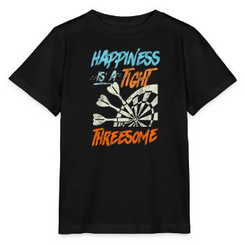 Happiness is a tight Thressome Dart Saying - Stanley/Stella MINI CREATOR Kids’ T-Shirt - black - Front - Mikhail (115cm)
