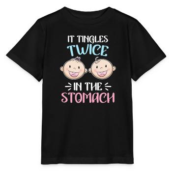 Kribbeln im Bauch Mutter von 2 Zwillinge im Bauch - Stanley/Stella Kinder T-Shirt MINI CREATOR  - Schwarz - Vorne - Mikhail (115cm)