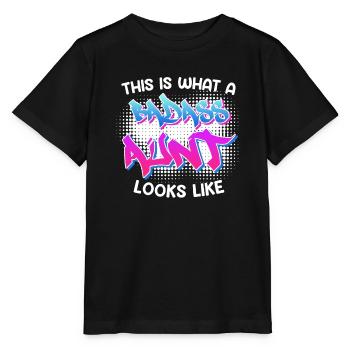This is what a cool aunt from Bad Ass looks like Aunt - Stanley/Stella MINI CREATOR Kids’ T-Shirt - black - Front - Mikhail (115cm)