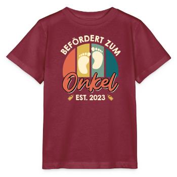 Befördert zum Onkel 2023 - Stanley/Stella Kinder T-Shirt MINI CREATOR  - Burgunderrot - Vorne - Kain (125cm)