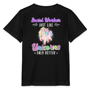 Wie Einhörner nur besser Sozialarbeiterin - Stanley/Stella Kinder T-Shirt MINI CREATOR  - Schwarz - Vorne - Mikhail (115cm)