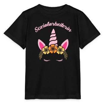 Einhorn Ich bin Sozialarbeiterin - Stanley/Stella Kinder T-Shirt MINI CREATOR  - Schwarz - Vorne - Mikhail (115cm)