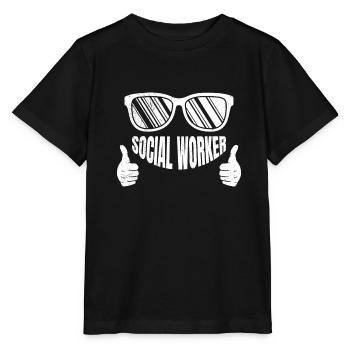 Lustiger Streetworker ich bin gerne Sozialarbeiter - Stanley/Stella Kinder T-Shirt MINI CREATOR  - Schwarz - Vorne - Mikhail (115cm)